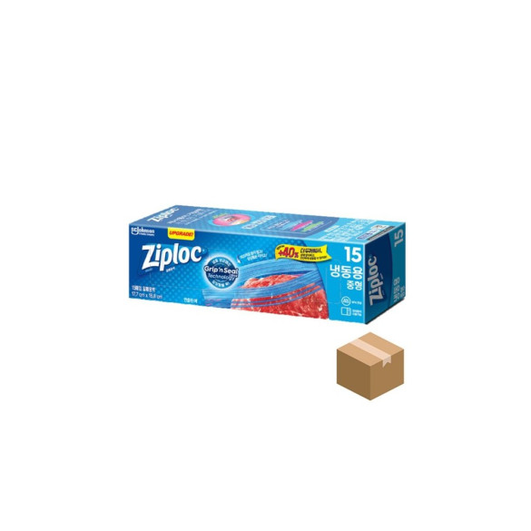 지퍼락 간편 그립앤실 냉동 중형 15매X12개입 BOX/지퍼백중/대용량지퍼백/선물포장지퍼백/미니지퍼팩 